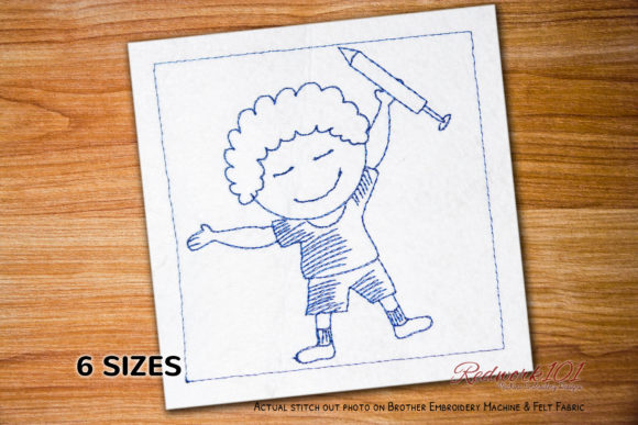 Boy Holding Pichkari Redwork Review