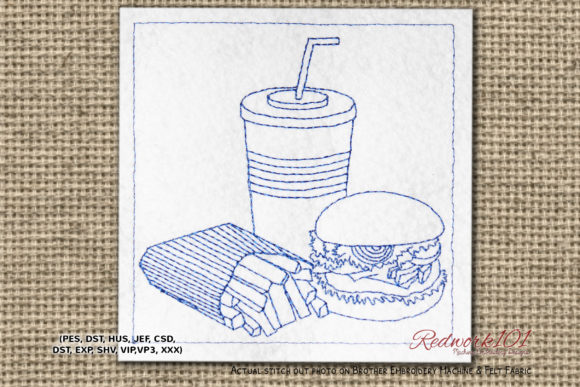 Burger with Fries Redwork Design Review