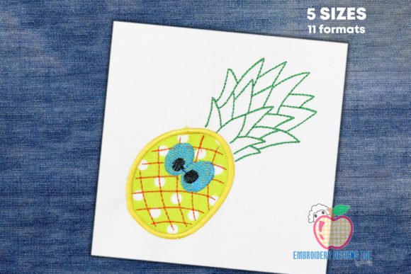 Pineapple with Green Leaf Embroidery Design