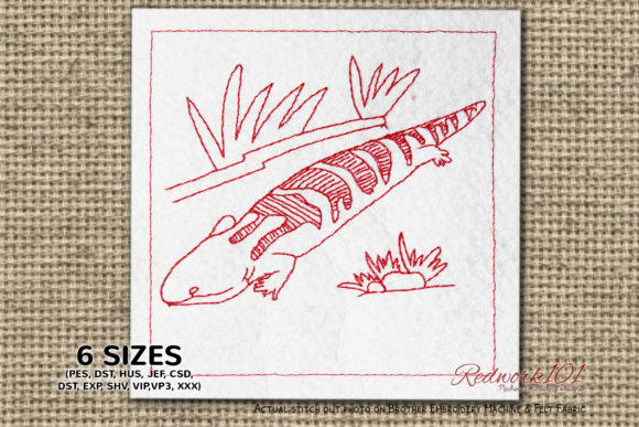 Squamata Reptile Redwork Embroidery Design Review
