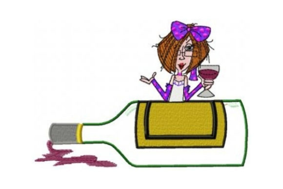 Wine Embroidery Design for Handmade Gifts